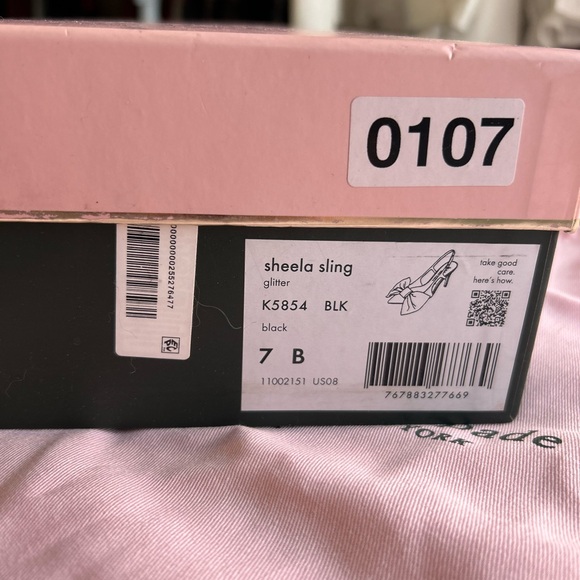 Kate Spade Glitter Black Bow Heels 7 - Picture 8 of 10